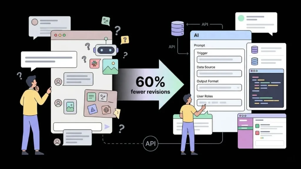 infographic showing structured ai prompt management leading to 60 fewer