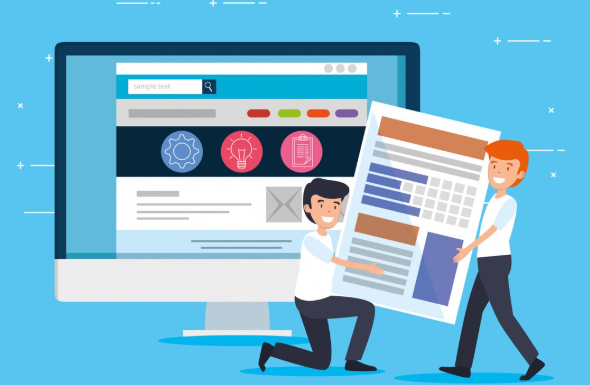 Developers building a website interface with creative layouts.