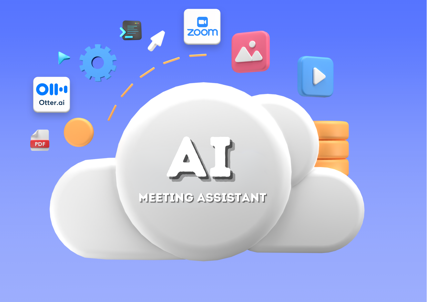 AI meeting assistant with app icons