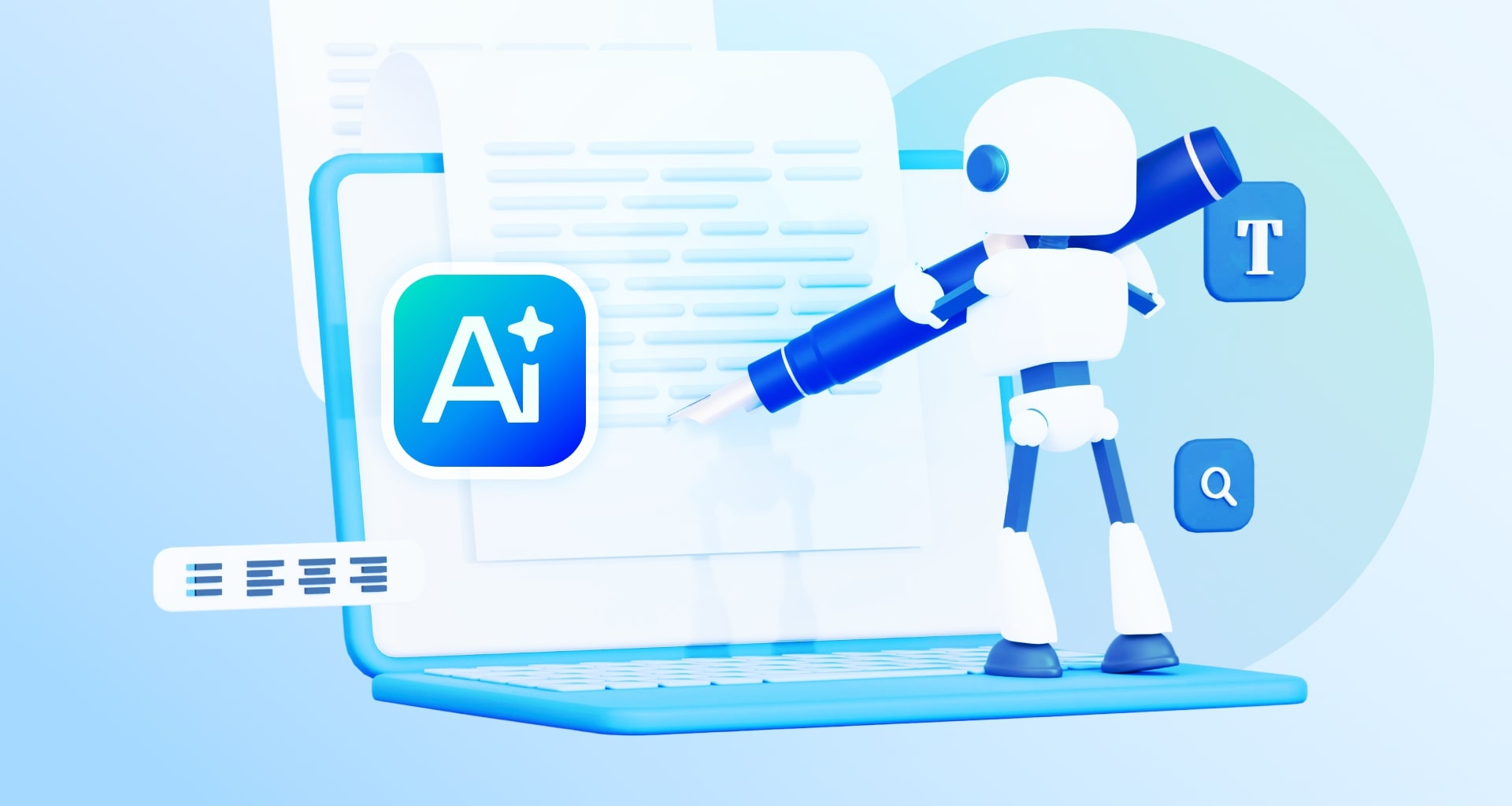 Robot writing on a laptop screen