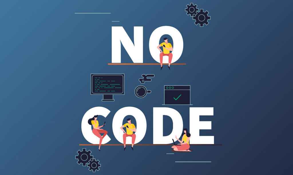 Illustration representing the no-code app development trend.