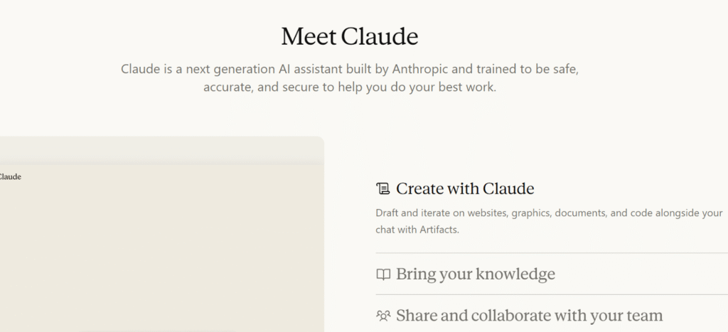 website screenshot of claude ai