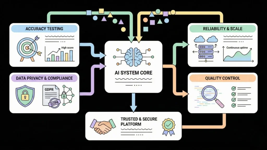 Secure AI system architecture ensuring accuracy, privacy, and scalability