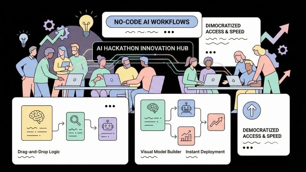 No-code AI workflows enabling fast hackathon collaboration