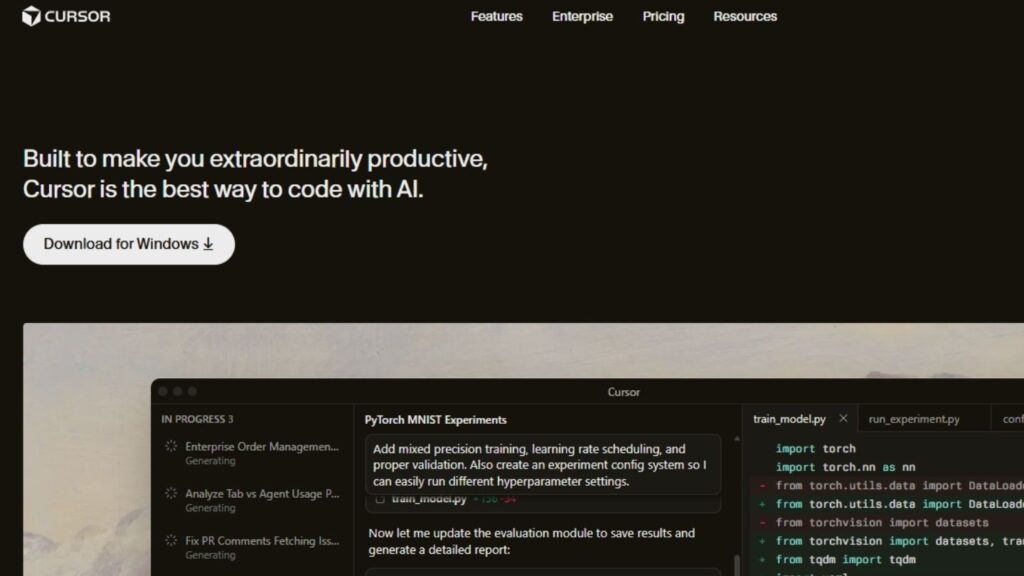 Cursor website screenshot