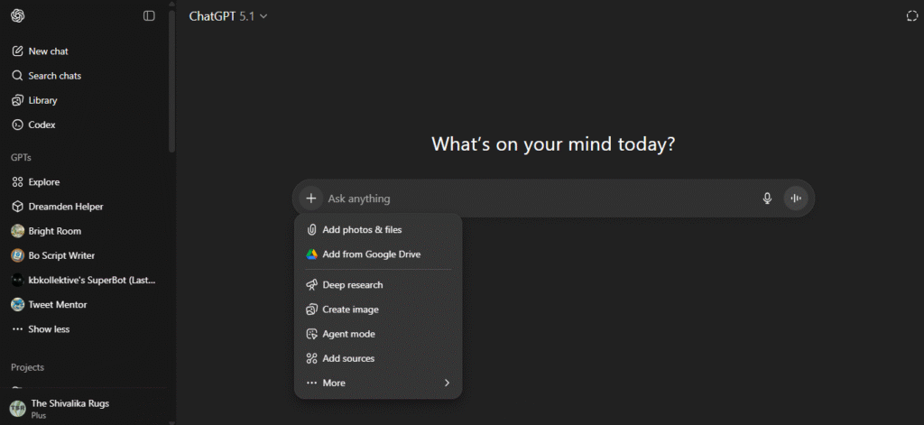 Person using a laptop with the ChatGPT interface displayed on the screen.