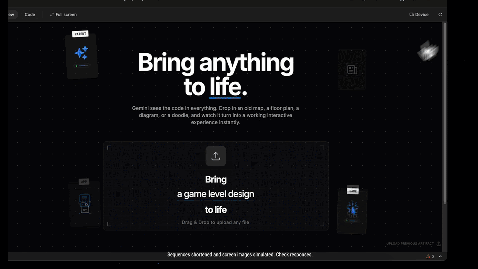gemini gif of Bring any idea to life with a simple prompt
