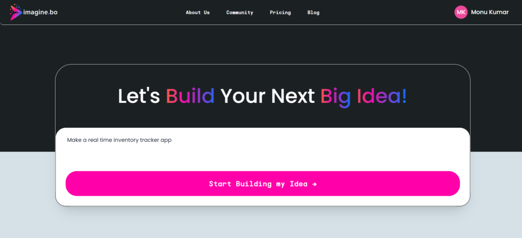 imagine bo with the prompt on 'Make a real time inventory tracker app'