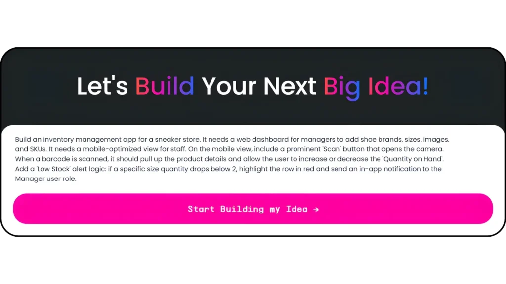 making inventory management by promt using imagine.bo