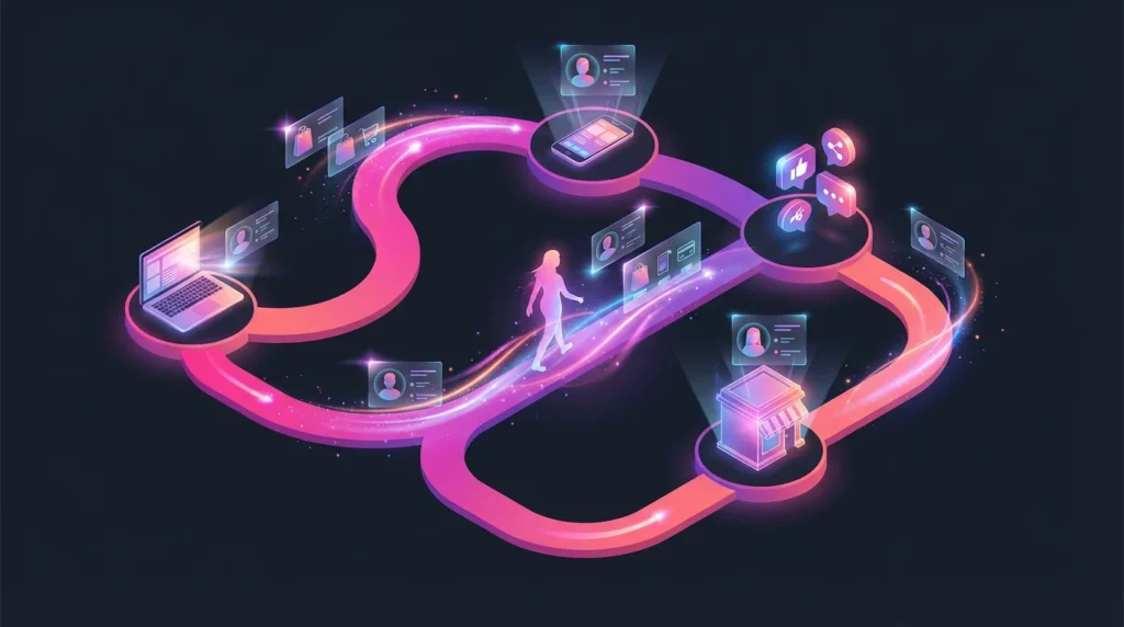 Omnichannel customer experience powered by CRM connecting online, in-store, and digital touchpoints