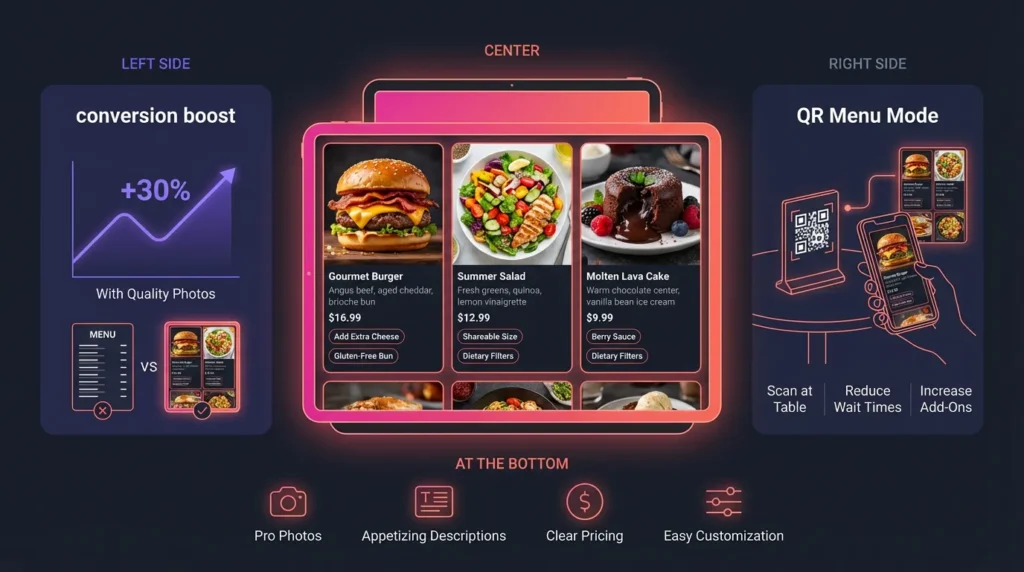 Interactive digital menu with QR code