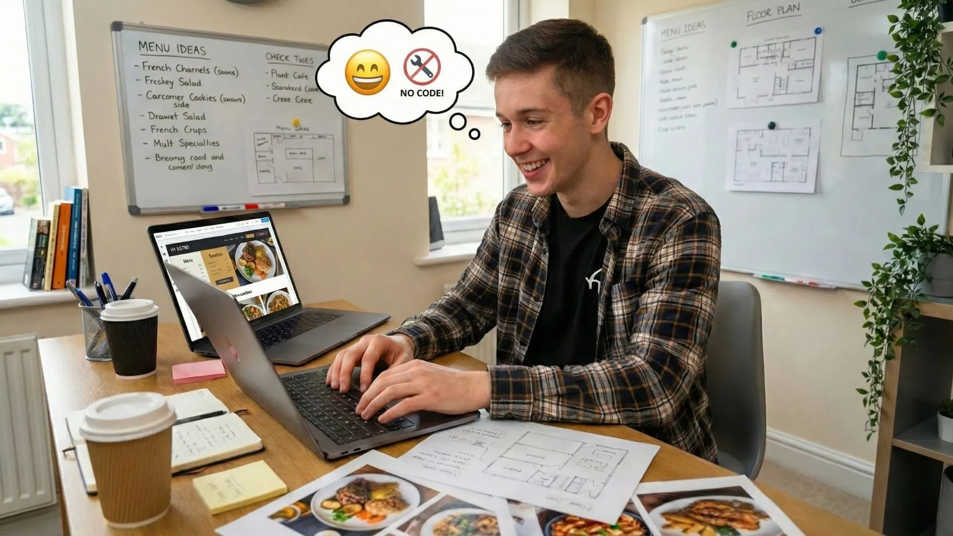 a restaurant owner building his own restaurant website by self with vibe coding tool