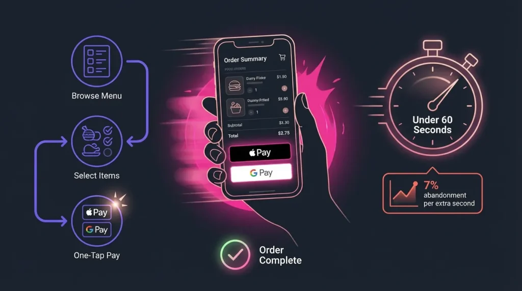 Fast mobile ordering with one-tap payments