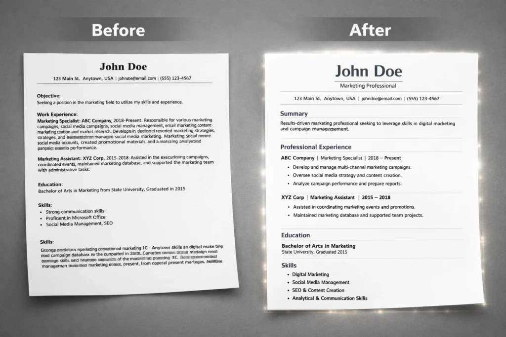 Resume Example — Before vs After Optimization
