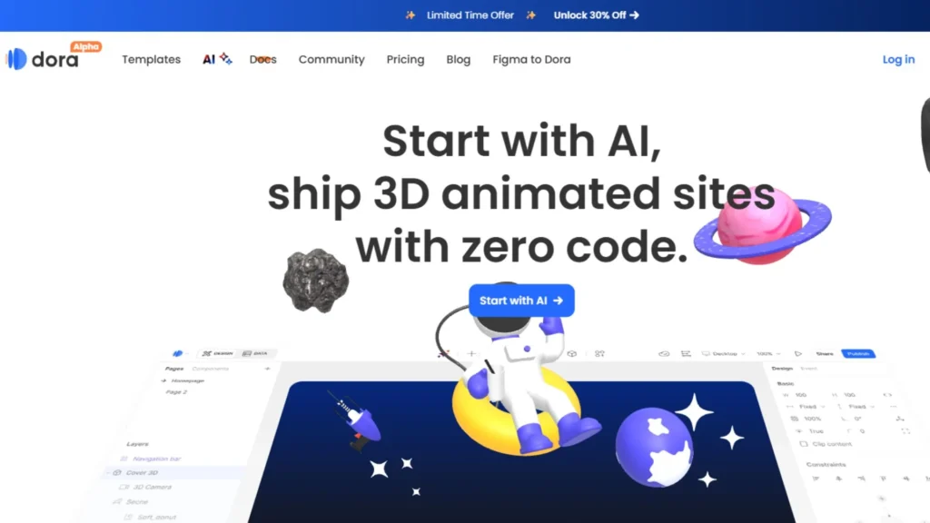 official screenshot of dora website