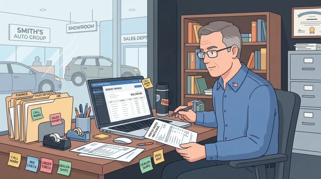 Man working at an office desk