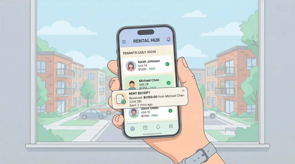 Mobile app displaying rental information