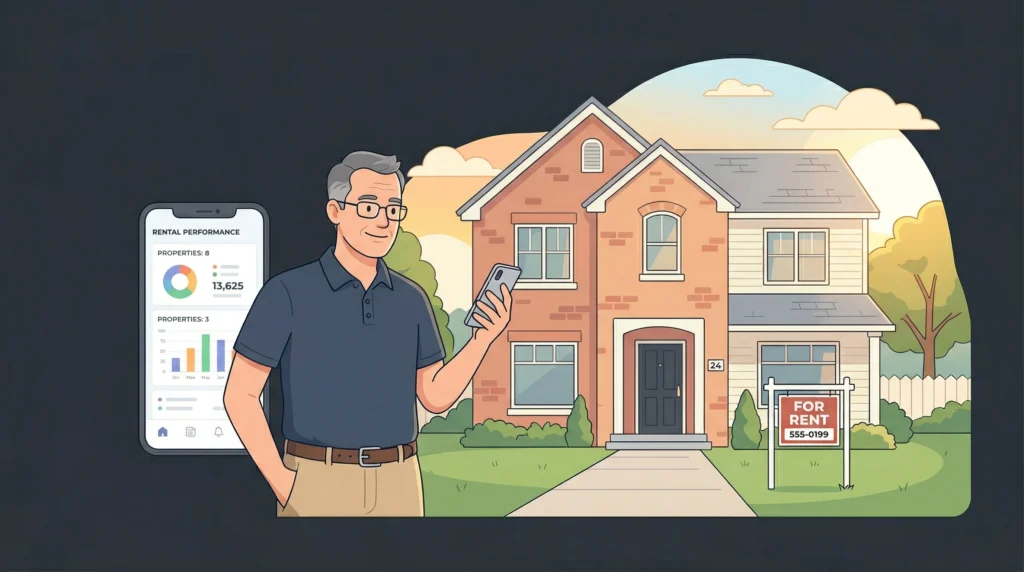 Man checking rental property on phone