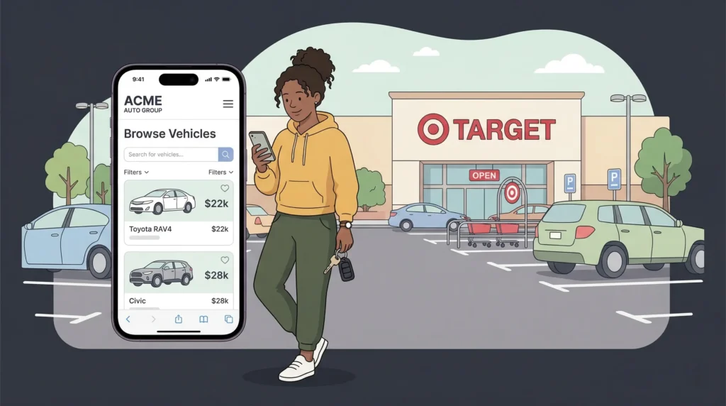Person browsing cars outside Target store