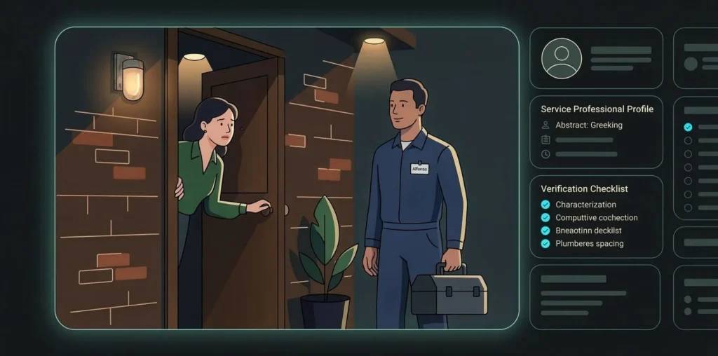 home service professional at a doorstep with a digital