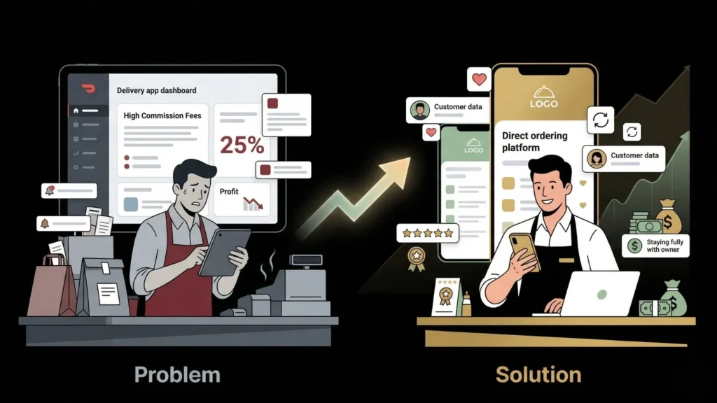 comparing high delivery commissions to the benefits of a direct restaurant