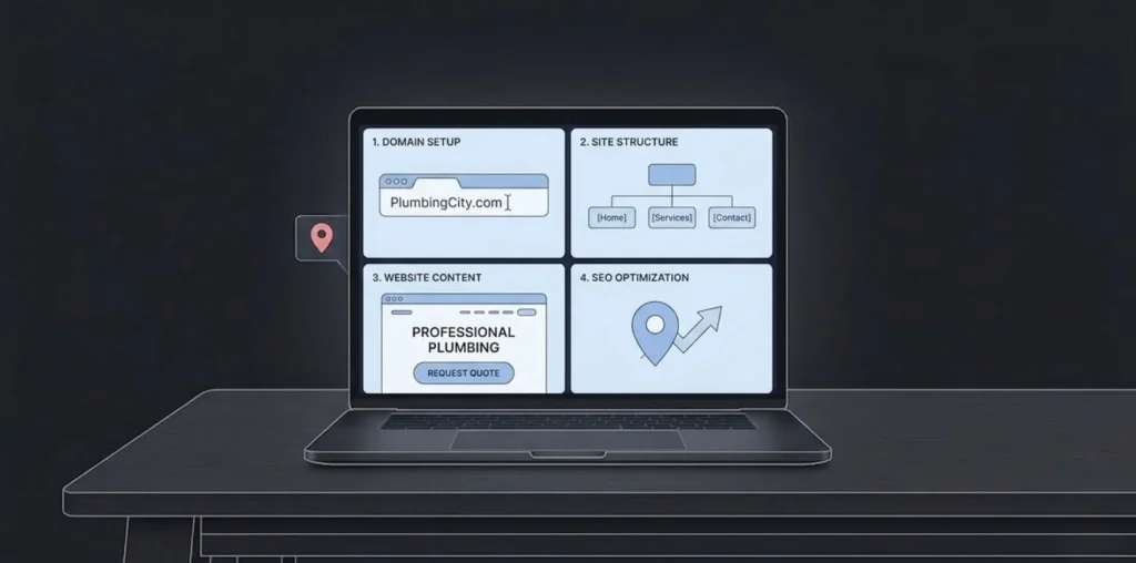 infographic on a laptop showing four steps
