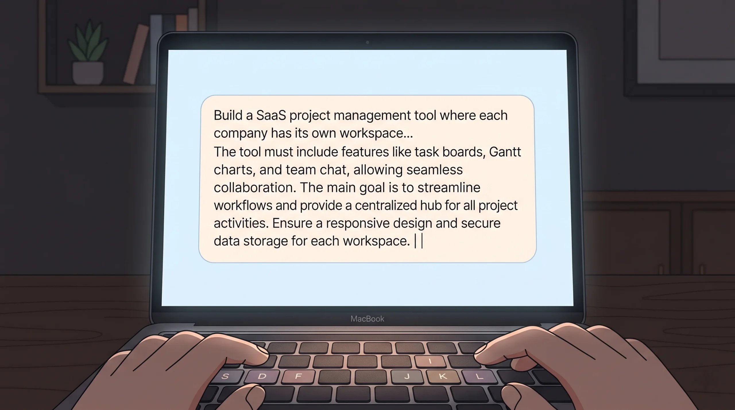 Laptop displaying project management tool requirements