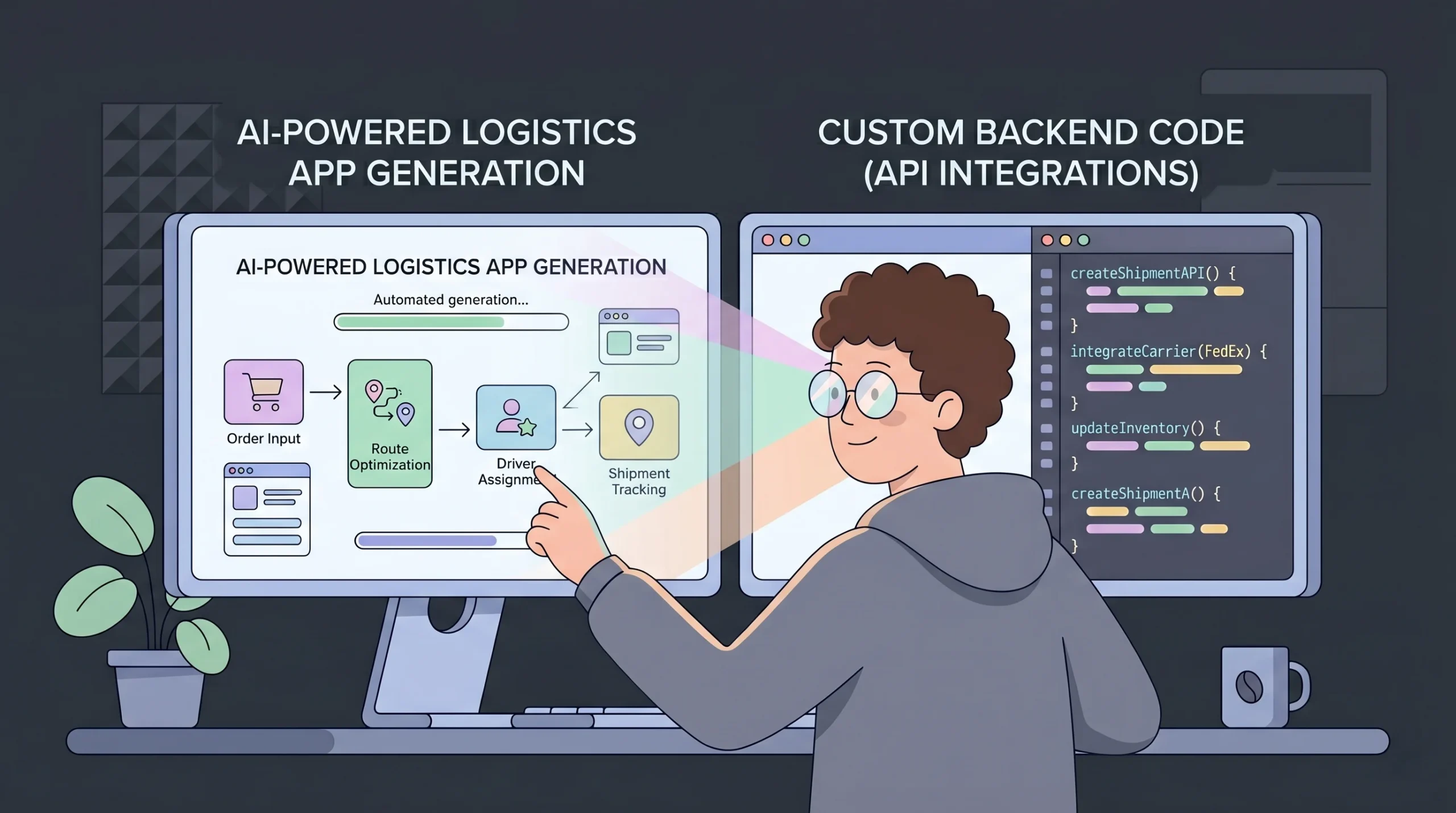 Software engineer refining an AI-generated inventory and service management application.