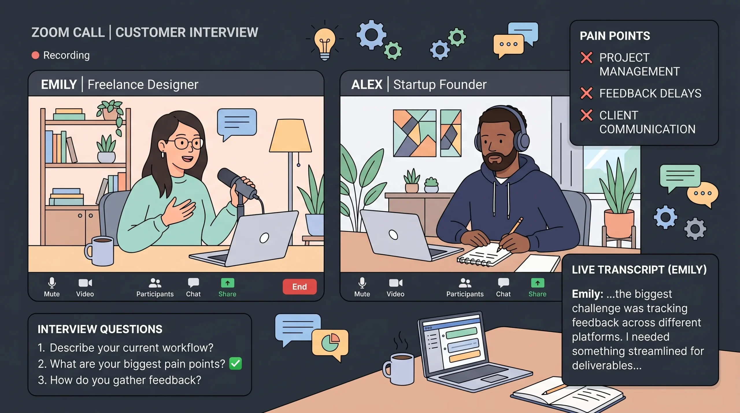 Startup founder conducting customer interviews to validate a real market problem.