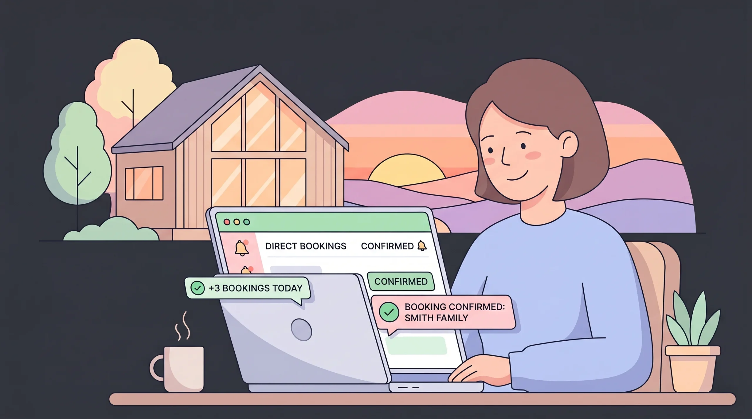 Vacation rental owner managing successful direct bookings from custom website