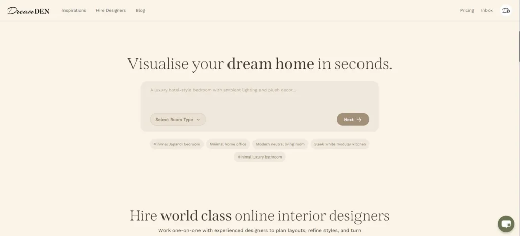 Homepage image of the DreamDen AI App.