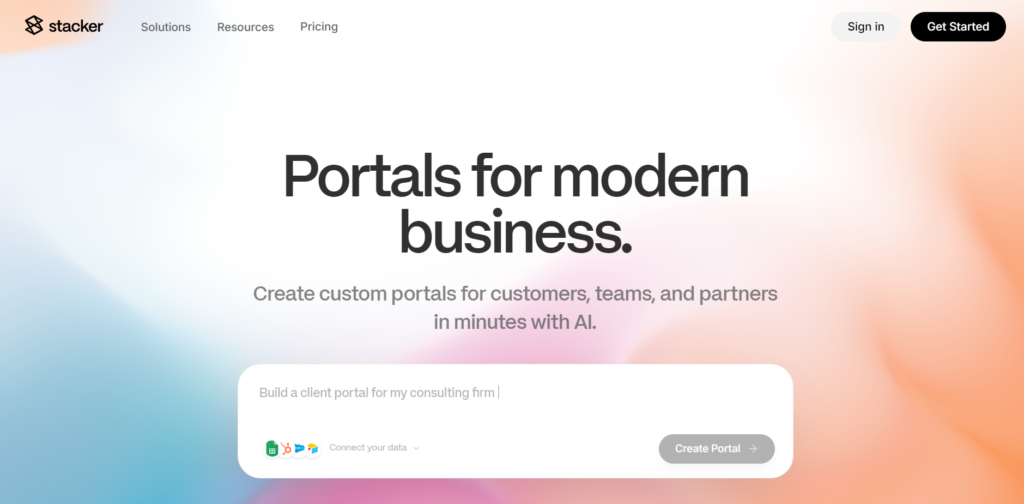 official website's homepage of stacker