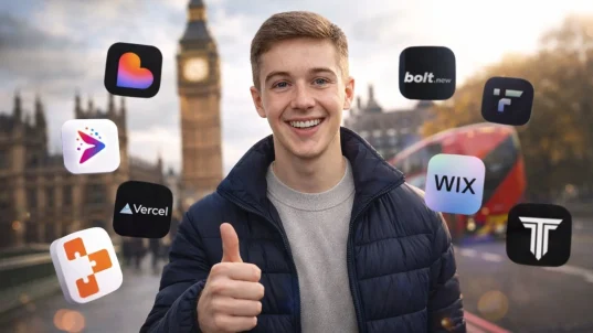 thumbnail image for this blog: Best No-Code Website Builders In The UK (2026): Top 8 Reviewed – Find The Perfect Fit for your Business.