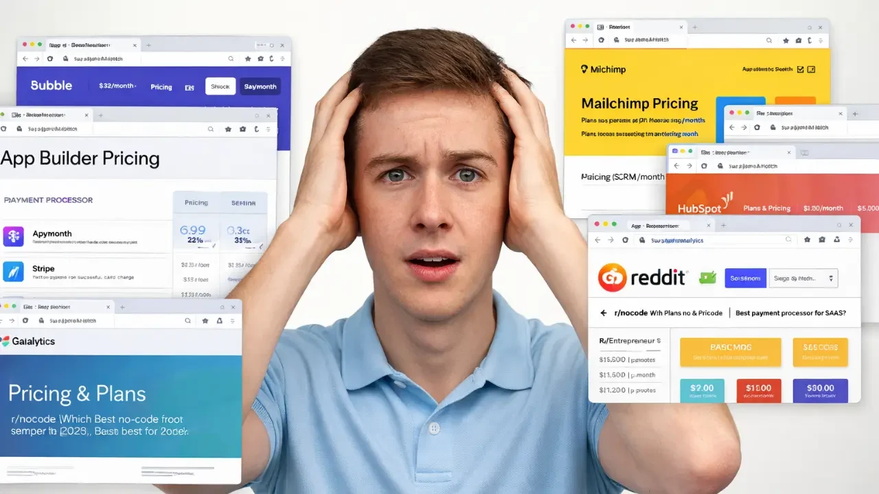 Founder overwhelmed by no-code tech stack choices in 2026.