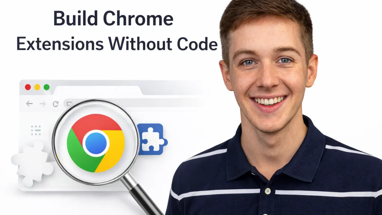 Smiling man promoting Chrome extensions tutorial