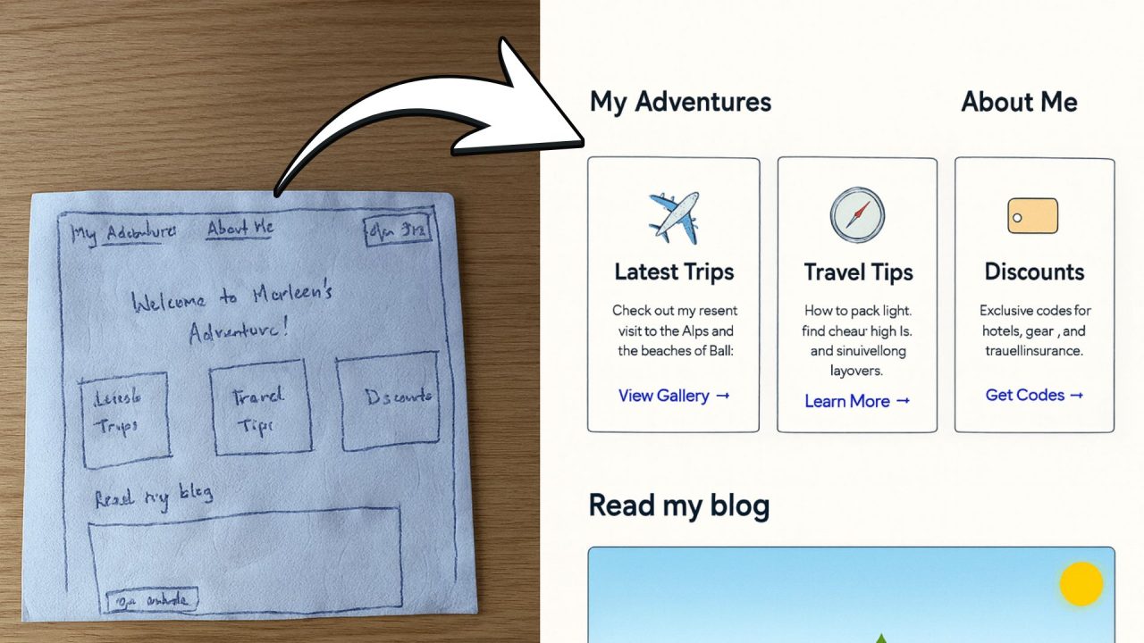 napkin sketch to website