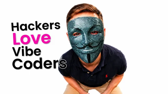 Masked hacker with playful text