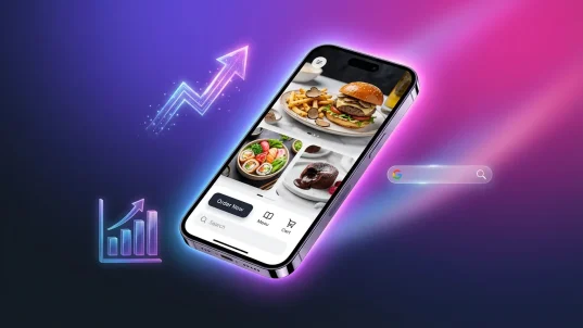 Smartphone showcasing food delivery app
