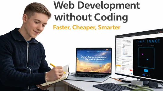 Man working on no-code web development